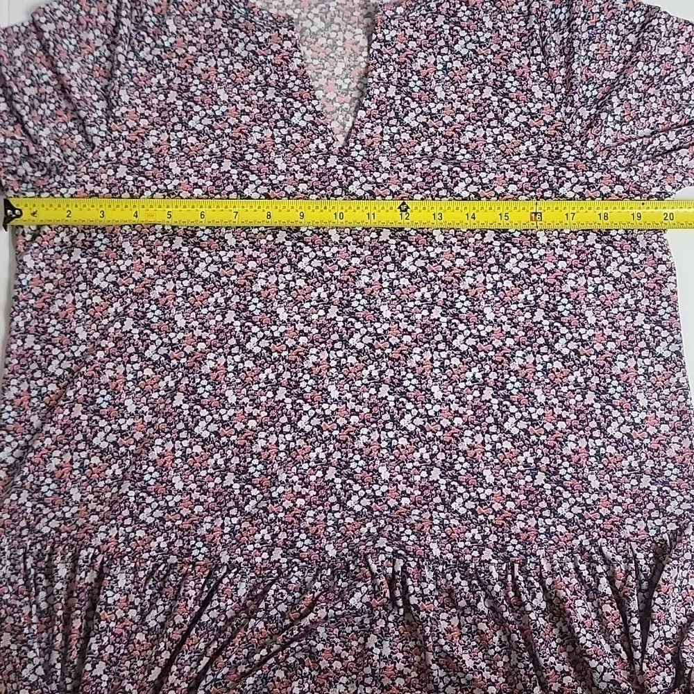 Banana Republic Ditsy Floral Print Long Sleeve Drop Waist Ruffle Hem Dress